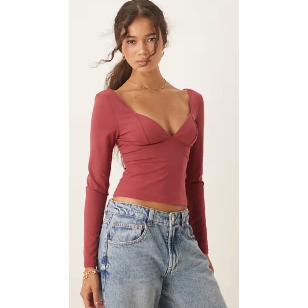 Free People Intimately Duo Corset Long-Sleeve Cami size L NWT sculpting fabric